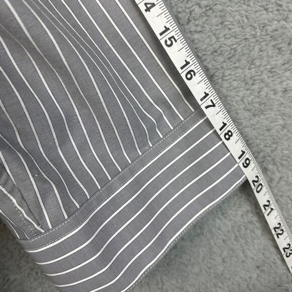 Foxcroft Plus Size Fitted Button Up Blouse Gray White Pinstripe SZ 22W Normcore - Picture 5 of 7